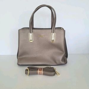 Dedoo Shopping Fashion Satchel Shoulder Bag Medium Purse Zip Metalic Gray New